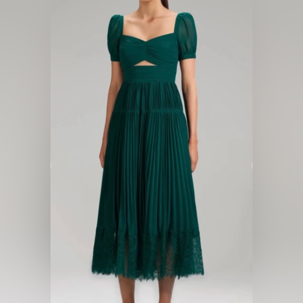 Self Portrait Elegant Women's Deep Green Midi Dress